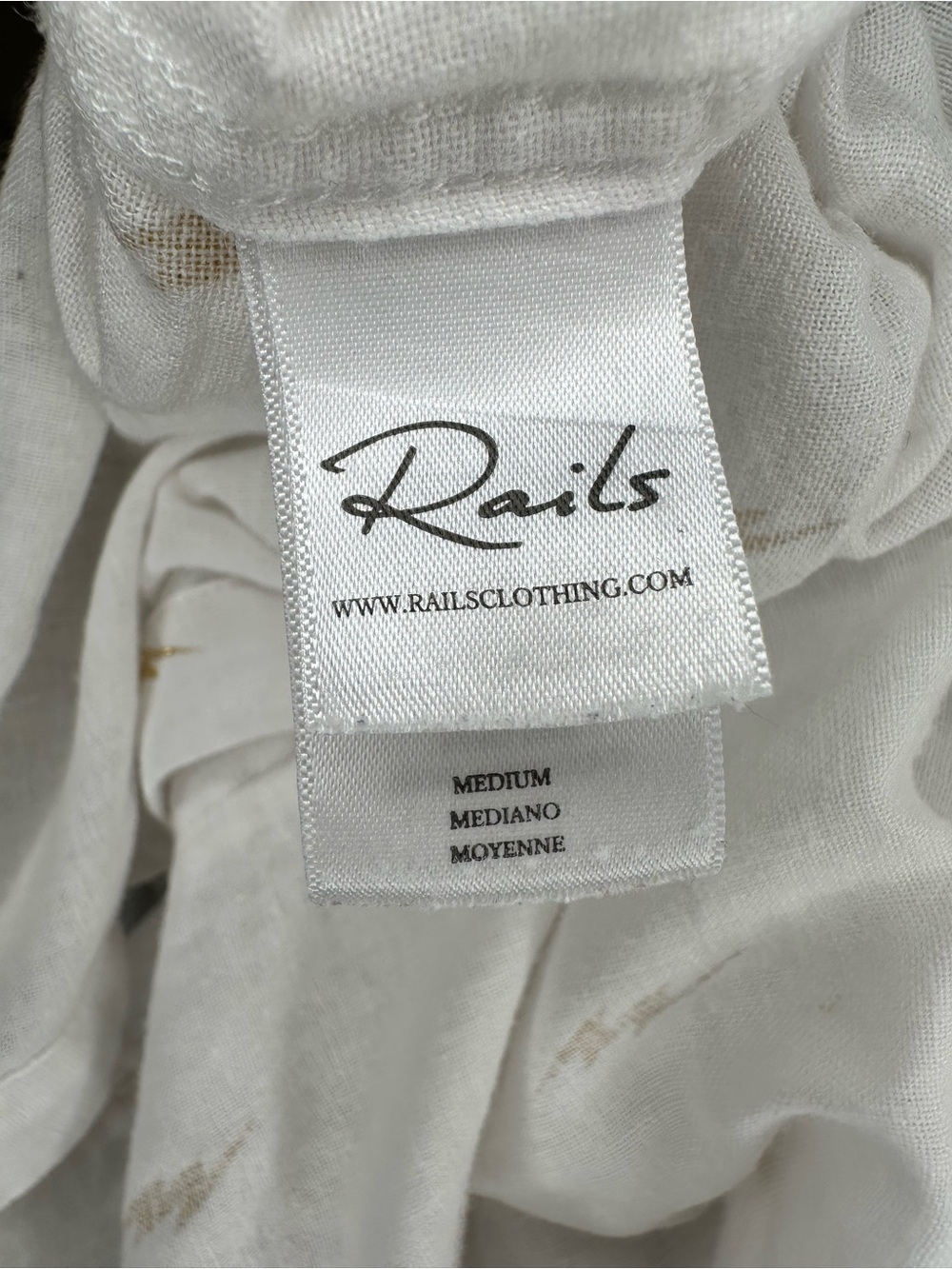 Rails White Gold Lightning Bolt Linen Blend Button Down Shirt Size M - Picture 11 of 12